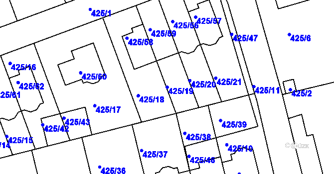 Parcela st. 425/19 v KÚ Libuš, Katastrální mapa