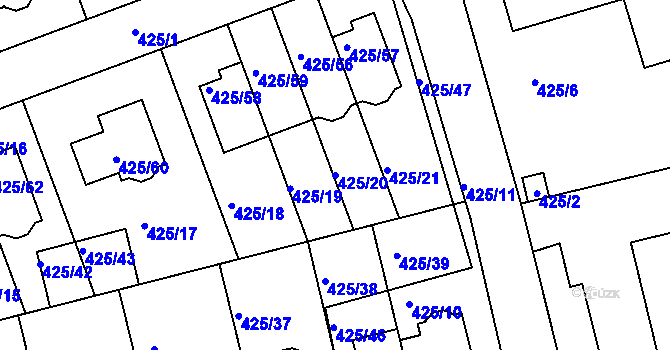 Parcela st. 425/20 v KÚ Libuš, Katastrální mapa