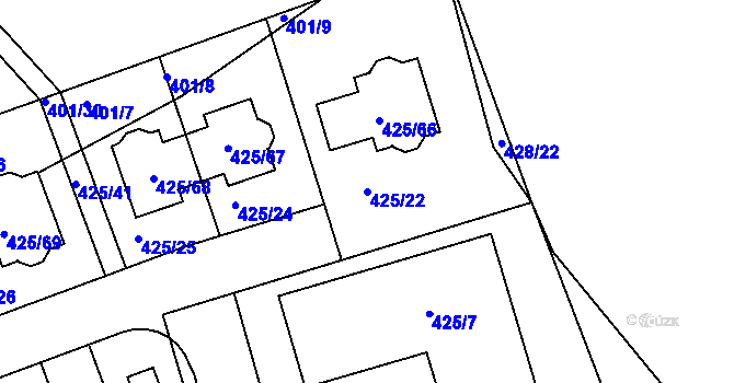 Parcela st. 425/22 v KÚ Libuš, Katastrální mapa