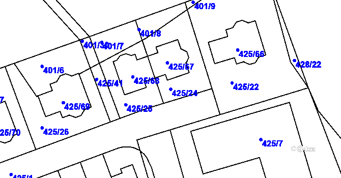 Parcela st. 425/24 v KÚ Libuš, Katastrální mapa