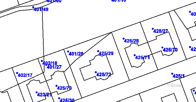 Parcela st. 425/29 v KÚ Libuš, Katastrální mapa