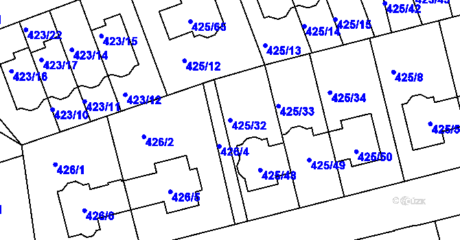 Parcela st. 425/32 v KÚ Libuš, Katastrální mapa