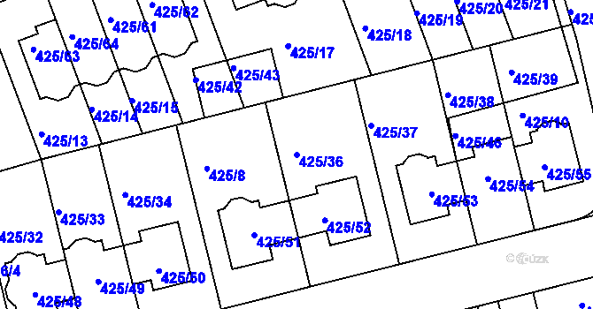 Parcela st. 425/36 v KÚ Libuš, Katastrální mapa