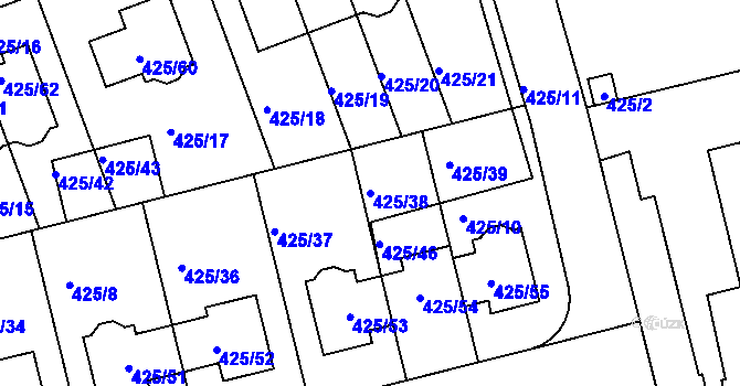Parcela st. 425/38 v KÚ Libuš, Katastrální mapa