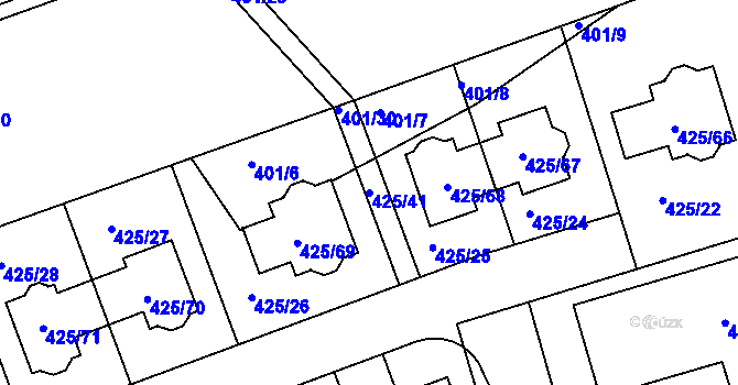 Parcela st. 425/41 v KÚ Libuš, Katastrální mapa