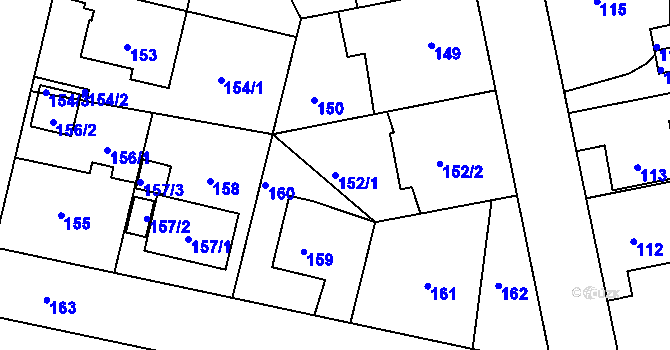 Parcela st. 152/1 v KÚ Libuš, Katastrální mapa