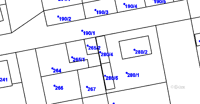 Parcela st. 280/4 v KÚ Libuš, Katastrální mapa