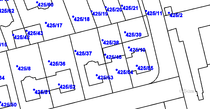 Parcela st. 425/46 v KÚ Libuš, Katastrální mapa