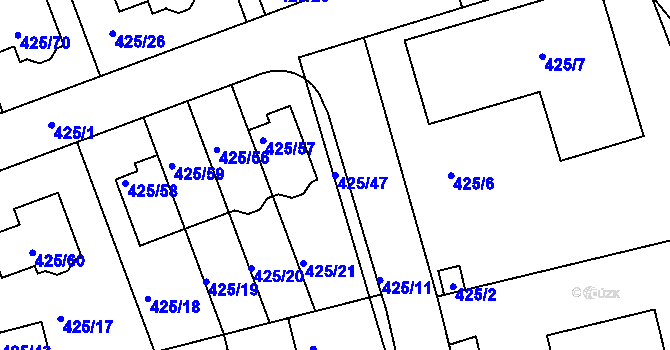 Parcela st. 425/47 v KÚ Libuš, Katastrální mapa