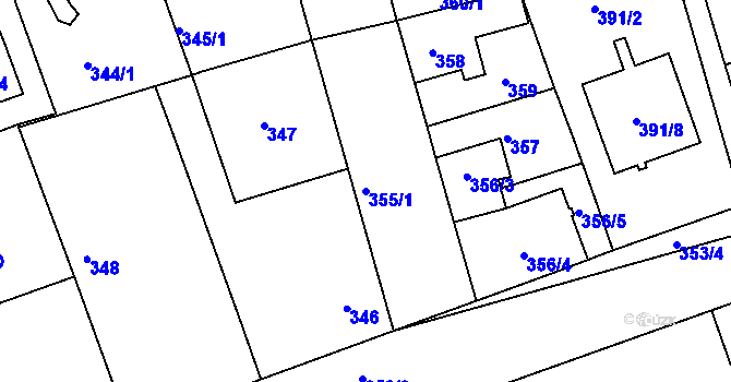 Parcela st. 355/1 v KÚ Libuš, Katastrální mapa