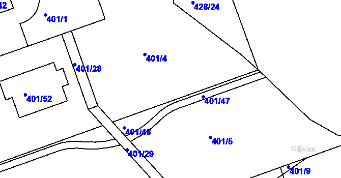 Parcela st. 401/31 v KÚ Libuš, Katastrální mapa