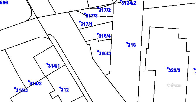 Parcela st. 316/3 v KÚ Libuš, Katastrální mapa