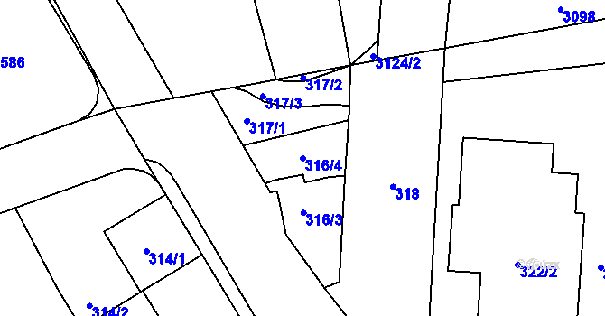 Parcela st. 316/4 v KÚ Libuš, Katastrální mapa