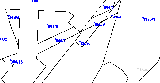 Parcela st. 857/5 v KÚ Libuš, Katastrální mapa