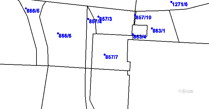 Parcela st. 857/7 v KÚ Libuš, Katastrální mapa