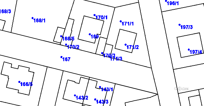 Parcela st. 170/3 v KÚ Libuš, Katastrální mapa