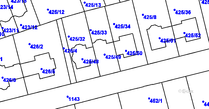 Parcela st. 425/49 v KÚ Libuš, Katastrální mapa