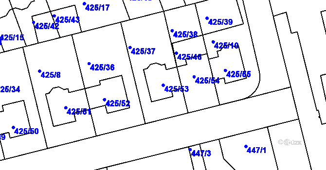 Parcela st. 425/53 v KÚ Libuš, Katastrální mapa