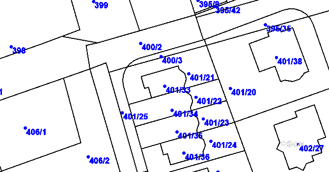 Parcela st. 401/33 v KÚ Libuš, Katastrální mapa