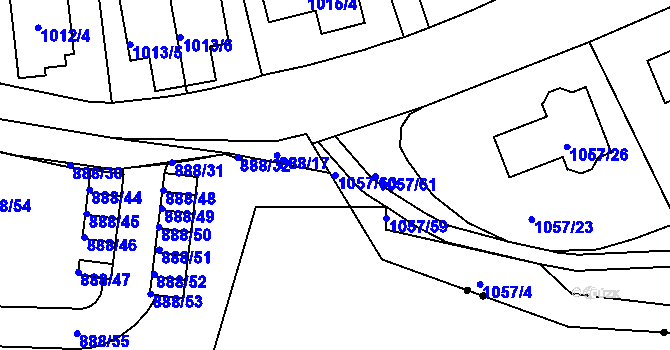 Parcela st. 1057/60 v KÚ Libuš, Katastrální mapa