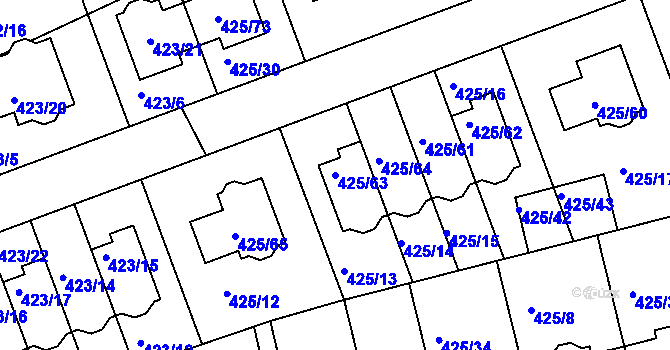 Parcela st. 425/63 v KÚ Libuš, Katastrální mapa