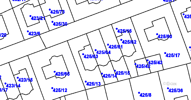 Parcela st. 425/64 v KÚ Libuš, Katastrální mapa