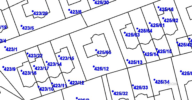 Parcela st. 425/65 v KÚ Libuš, Katastrální mapa