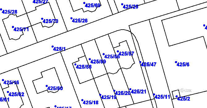 Parcela st. 425/56 v KÚ Libuš, Katastrální mapa