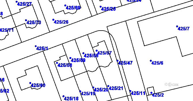 Parcela st. 425/57 v KÚ Libuš, Katastrální mapa