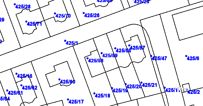 Parcela st. 425/59 v KÚ Libuš, Katastrální mapa