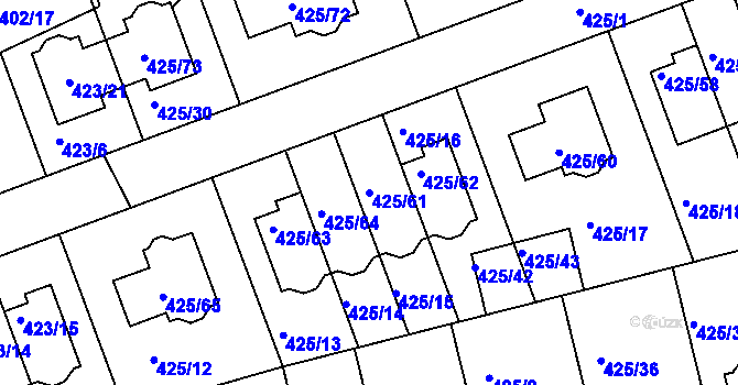 Parcela st. 425/61 v KÚ Libuš, Katastrální mapa