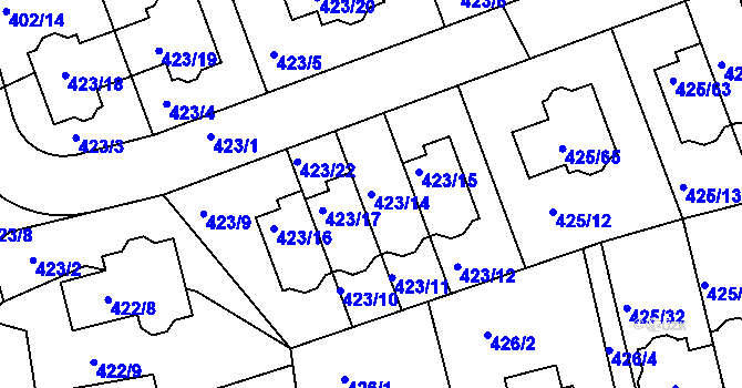 Parcela st. 423/14 v KÚ Libuš, Katastrální mapa