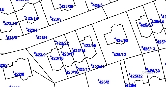 Parcela st. 423/15 v KÚ Libuš, Katastrální mapa