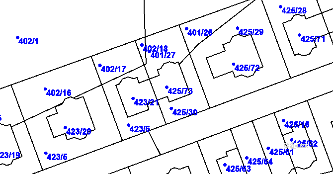 Parcela st. 425/73 v KÚ Libuš, Katastrální mapa