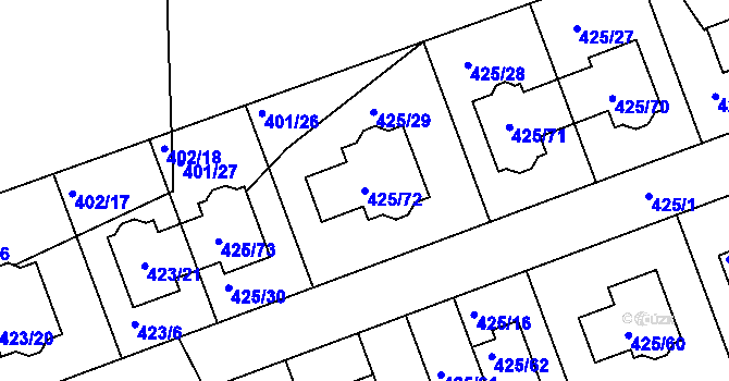 Parcela st. 425/72 v KÚ Libuš, Katastrální mapa