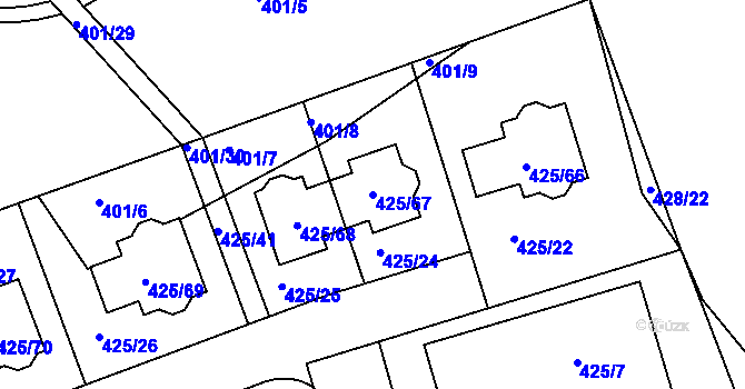 Parcela st. 425/67 v KÚ Libuš, Katastrální mapa