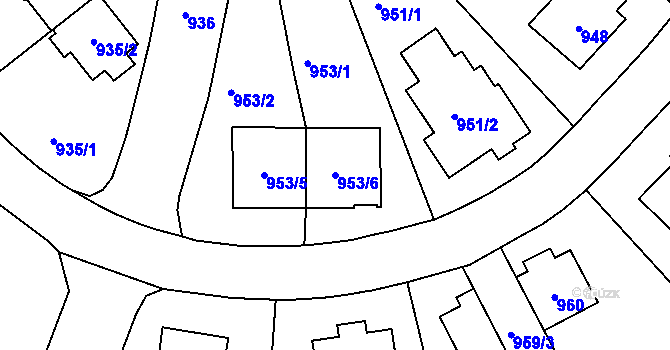 Parcela st. 953/6 v KÚ Libuš, Katastrální mapa