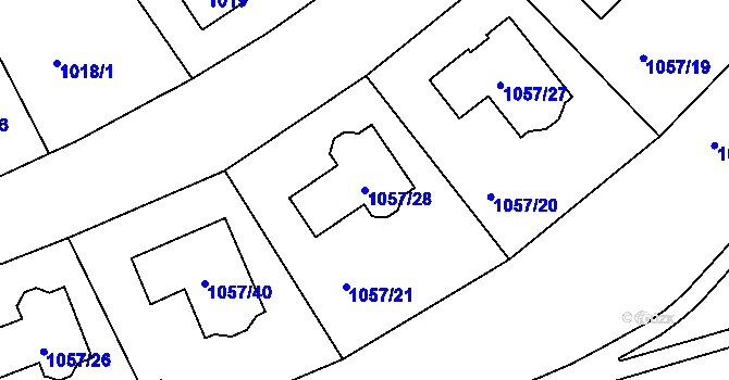 Parcela st. 1057/28 v KÚ Libuš, Katastrální mapa