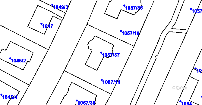 Parcela st. 1057/37 v KÚ Libuš, Katastrální mapa