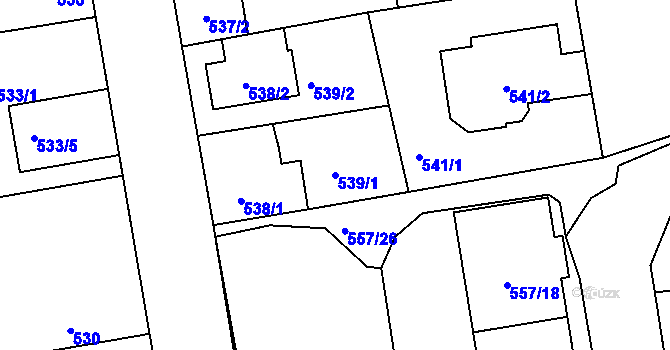 Parcela st. 539/1 v KÚ Libuš, Katastrální mapa
