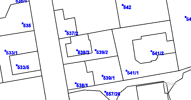 Parcela st. 539/2 v KÚ Libuš, Katastrální mapa