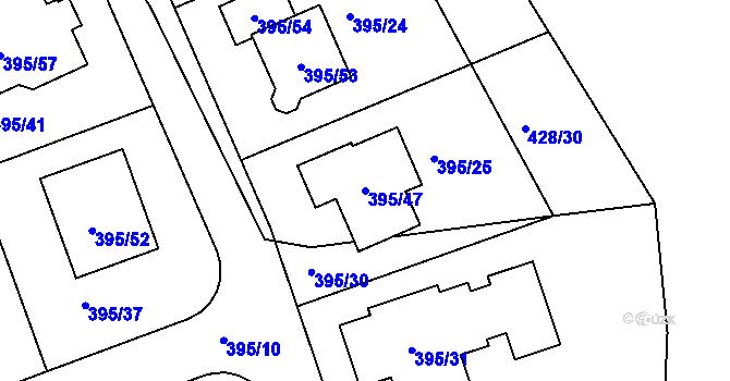 Parcela st. 395/47 v KÚ Libuš, Katastrální mapa
