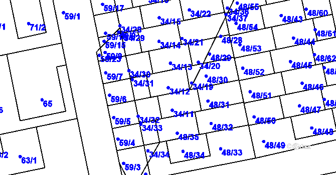 Parcela st. 34/12 v KÚ Libuš, Katastrální mapa