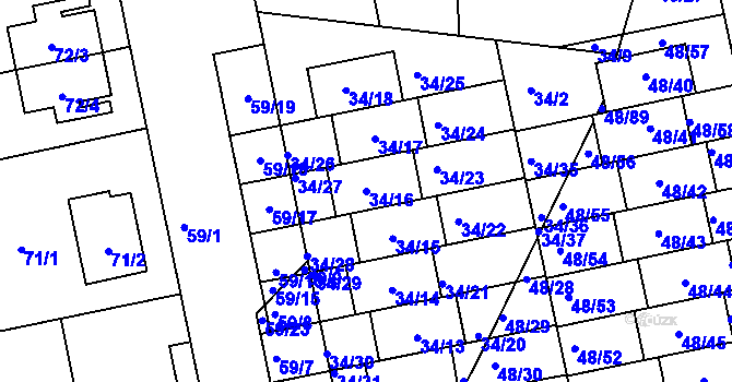Parcela st. 34/16 v KÚ Libuš, Katastrální mapa