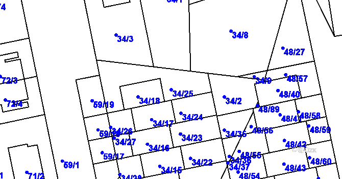 Parcela st. 34/25 v KÚ Libuš, Katastrální mapa