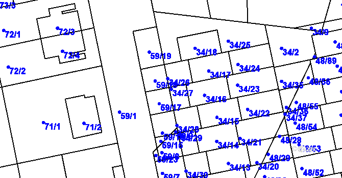 Parcela st. 34/27 v KÚ Libuš, Katastrální mapa