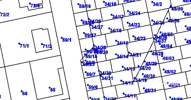 Parcela st. 34/29 v KÚ Libuš, Katastrální mapa