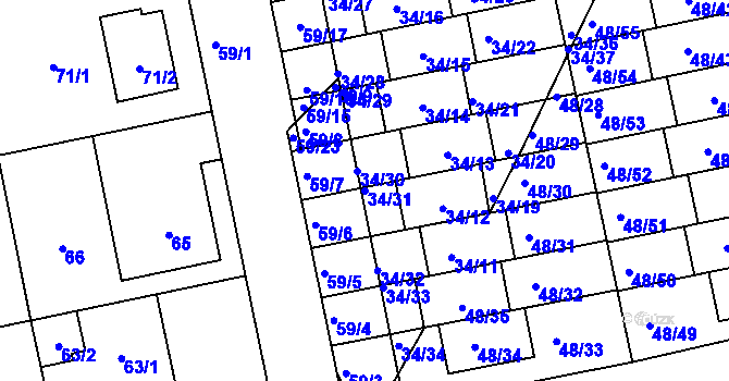 Parcela st. 34/31 v KÚ Libuš, Katastrální mapa