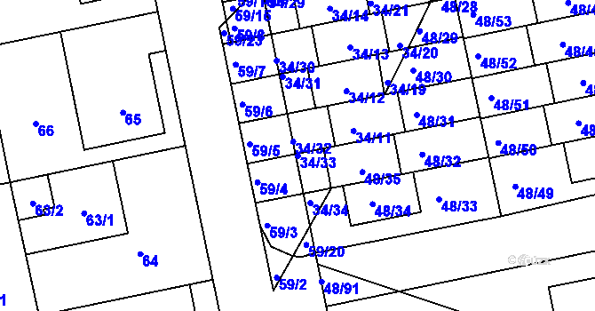 Parcela st. 34/33 v KÚ Libuš, Katastrální mapa