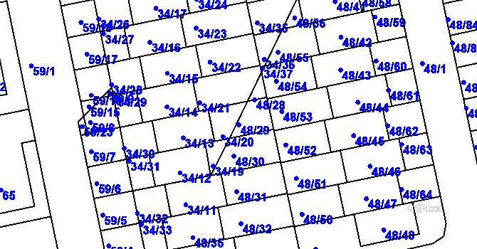 Parcela st. 48/29 v KÚ Libuš, Katastrální mapa